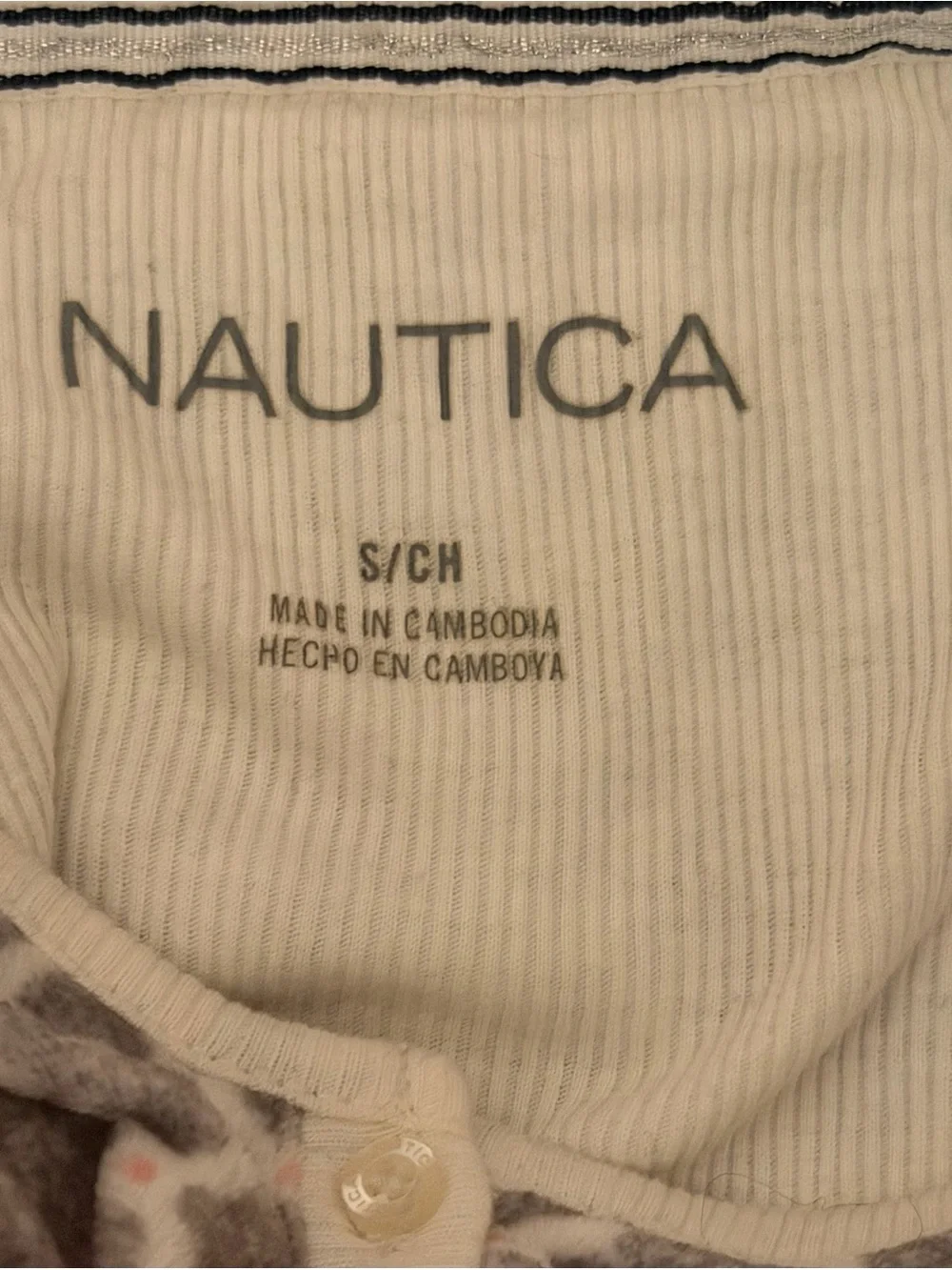 Nautica Gray and Cream Patterned Women's Long-Sleeve Pajama Set